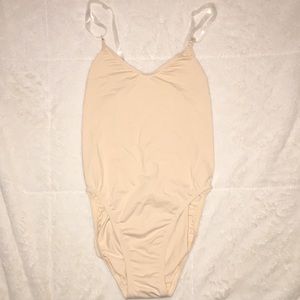 Nude Leotard with Clear Straps